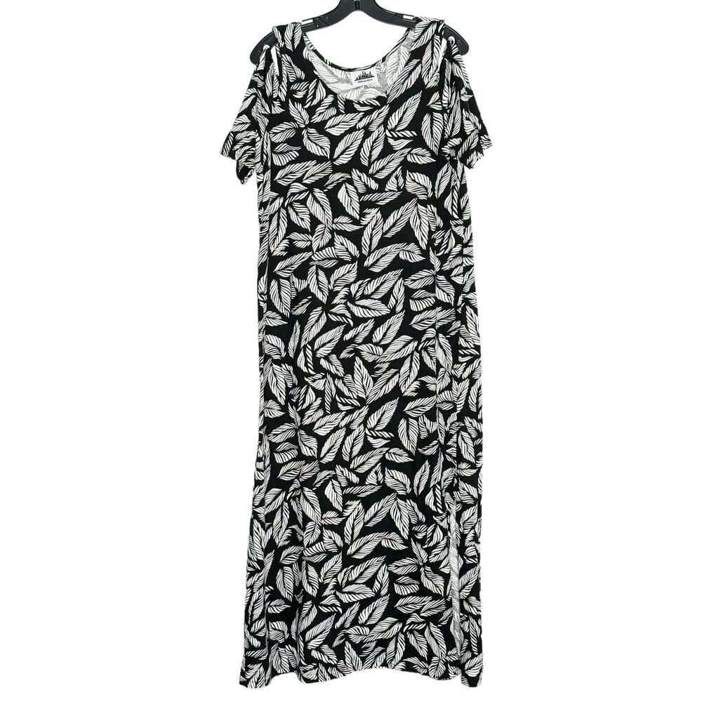 Metropolitan Vintage Dress Cold Shoulder Boho Retro Minimalist Midi Black Large